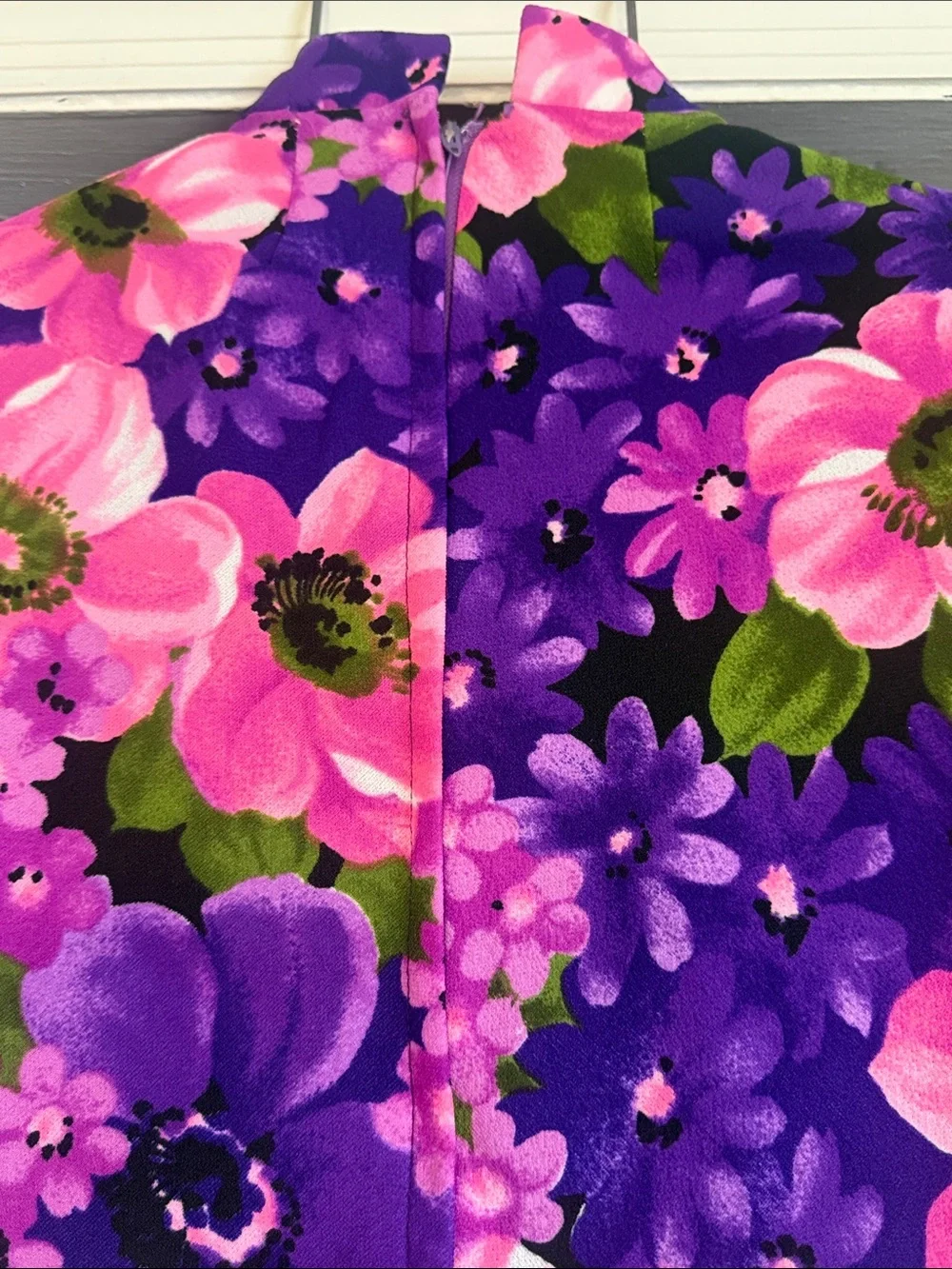 Vintage Purple and Pink Floral Midi Dress - Picture 6 of 11